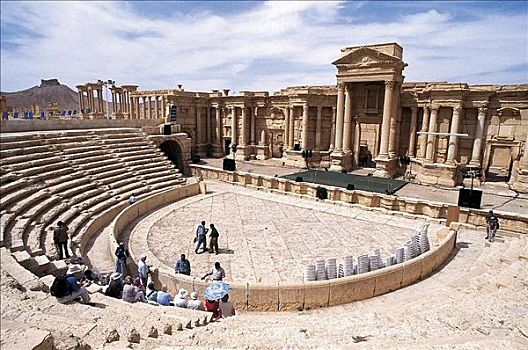 剧院,圆形剧场,古迹,世界遗产,帕尔迈拉,叙利亚,亚洲,中东