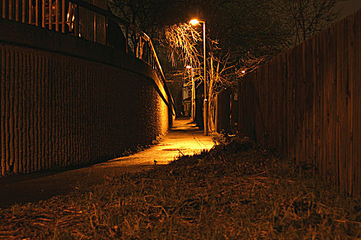 小路,两个,墙壁,照亮,街道,夜晚,伦敦,英国