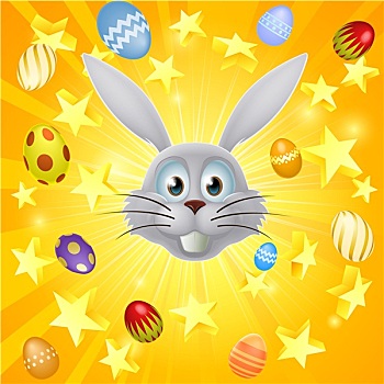 复活节兔子,蛋,星,背景