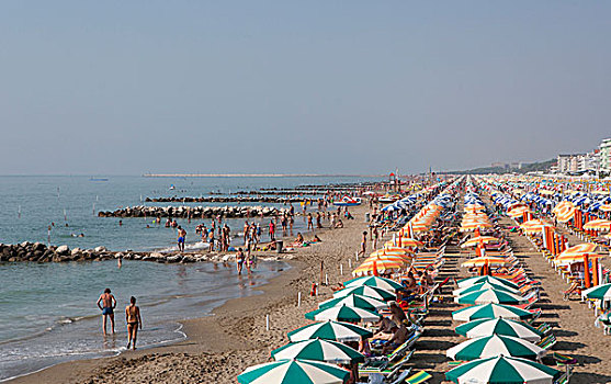 海滩,卡奥莱,亚得里亚海,威尼斯省,意大利,欧洲