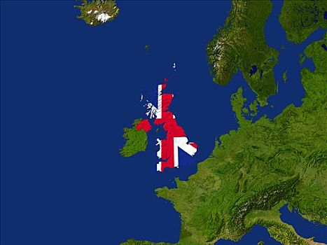 卫星图,英国,旗帜,遮盖
