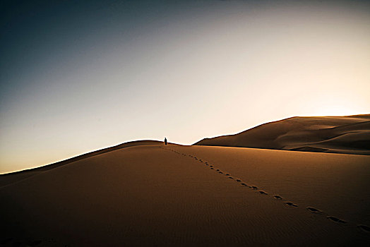 脚印,沙,遥远,沙漠,撒哈拉沙漠,摩洛哥