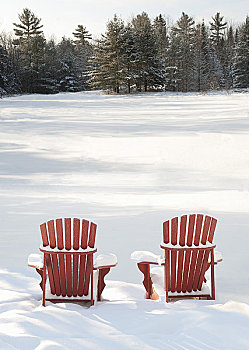 宽木躺椅,雪中