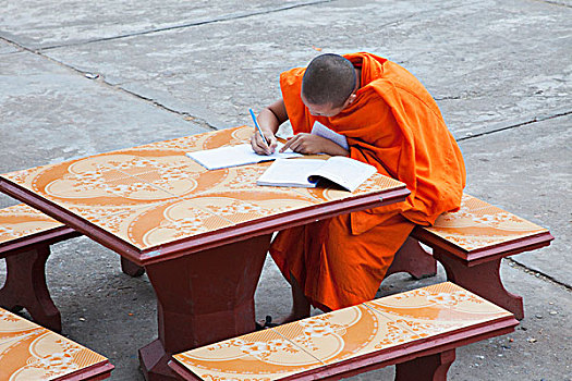 老挝,琅勃拉邦,僧侣,学习