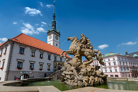 凯撒,喷泉,市政厅,奥洛摩兹,摩拉维亚,捷克共和国