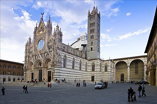 圣母升天教堂,大教堂,建筑,钟楼,锡耶纳,托斯卡纳,意大利,欧洲