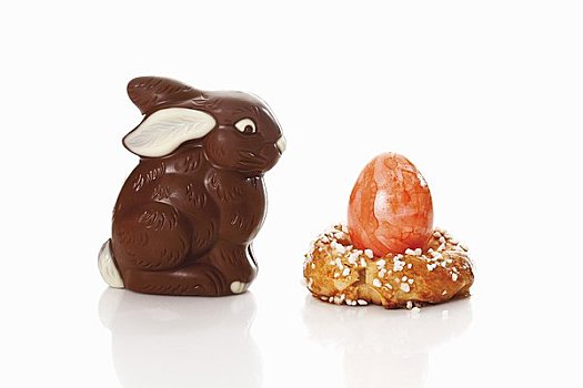 色彩,蛋,烘制,蛋杯,复活节巧克力兔