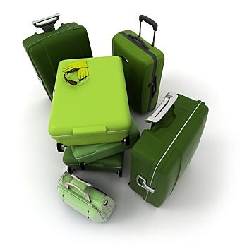 航拍,绿色,行李,工具箱