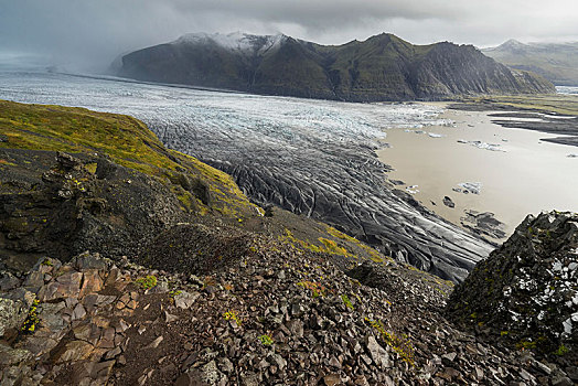 冰河,舌头,瓦特纳冰川,斯卡夫塔菲尔国家公园,南,冰岛,欧洲