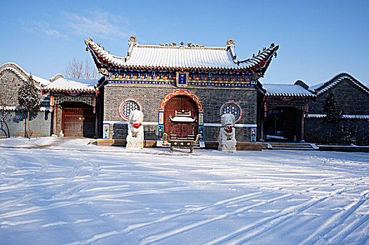 雪景,庙宇,雪,除雪