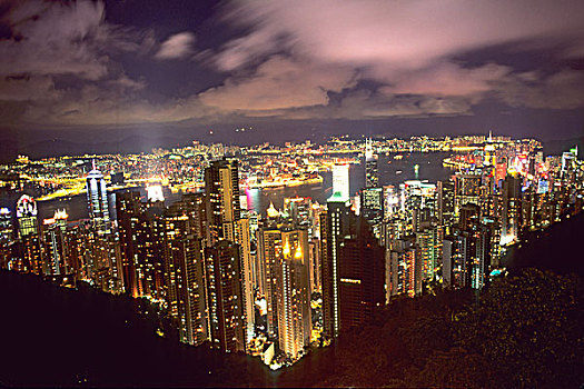 香港,天际线,维多利亚,山