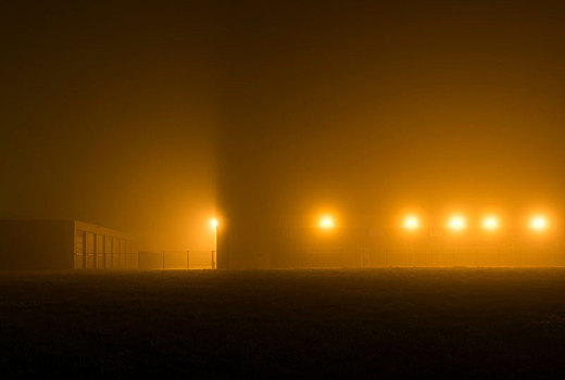 商业园,重,雾,弗里斯兰省,荷兰