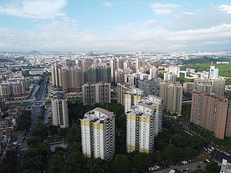 航拍广东省东莞市清溪镇住宅小区