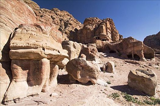 陵墓,悬崖,岩石,佩特拉,约旦,中东