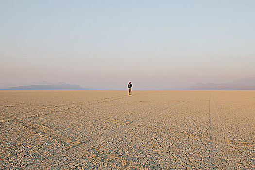 一个,男人,空,荒漠景观,黑岩沙漠,内华达