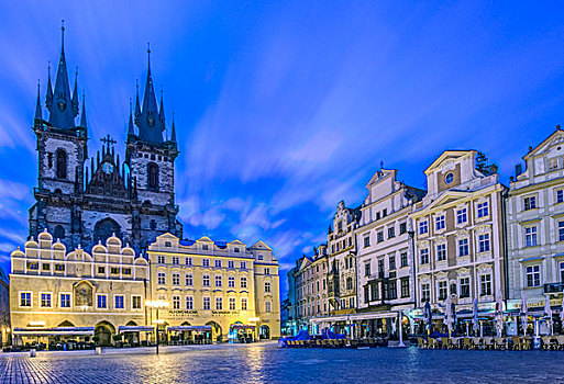 捷克共和国,波希米亚,布拉格,老城广场,黎明,大幅,尺寸
