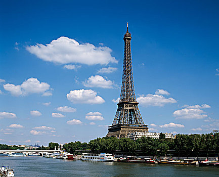船,河,埃菲尔铁塔,塞纳河,巴黎,法国
