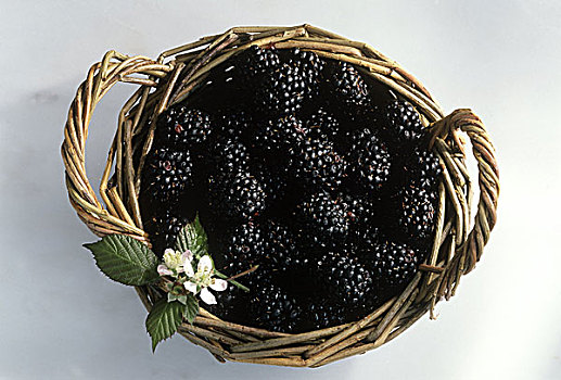 几个,黑莓,柳条篮