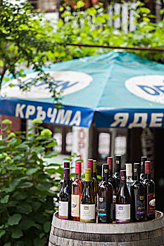 保加利亚,南方,山,梅尔尼克,城镇,葡萄酒,出售