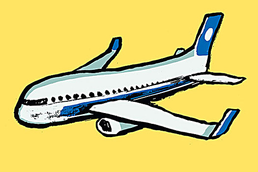 插画,飞机,黄色背景