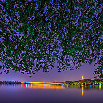 西湖夜色夜景
