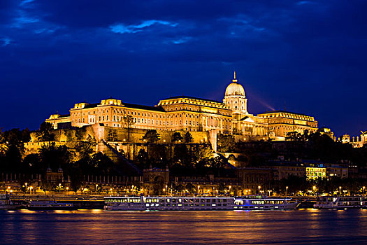 城堡,夜晚,布达佩斯