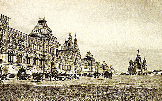 商贸,排,红场,莫斯科,俄罗斯,20世纪10年代