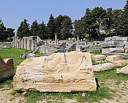 罗马,石棺,正面,遗址,早,基督教,大教堂,靠近,分开,克罗地亚,欧洲