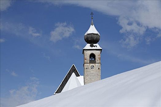 山,教堂,冬天,卡林西亚,奥地利