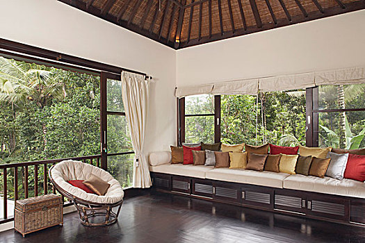 窗户,座椅,别墅,巴厘岛,印度尼西亚