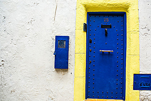 彩色,蓝色,门,老城,摩洛哥
