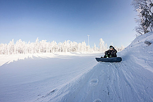 滑雪,休息,雪中,白色,俄罗斯