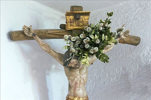 角,客厅,上巴伐利亚,德国,神圣,十字架,一些,盒子,树枝,柳树,手掌,星期日