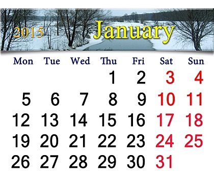 日程,一月,冬天,河