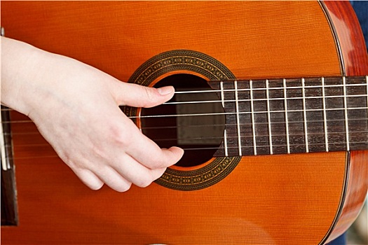 女性,手,木吉他