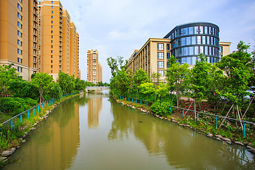 河道,高楼,住宅,水,水面