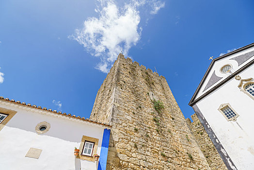葡萄牙小镇奥比杜什,obidos,街道景观和小镇房屋