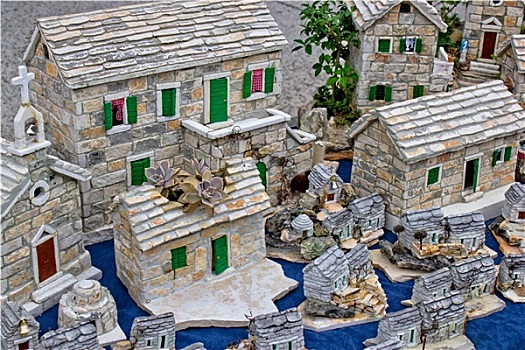 地中海,风格,石头,乡村,模型