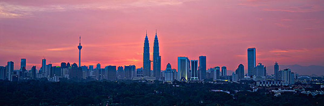 城市天际线,黄昏,吉隆坡,马来西亚