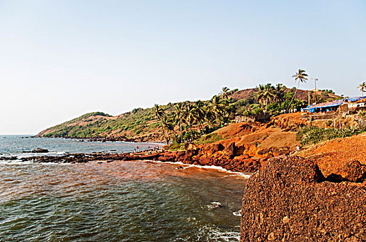 岩石构造,海岸,果阿,印度