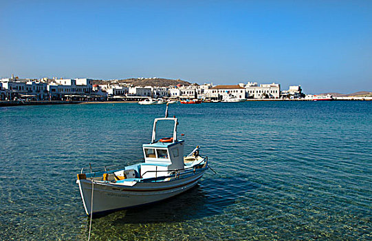 米克诺斯岛,希腊,中心,岛屿,水,船,白色,建筑,市区