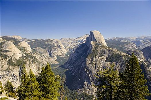 美国,加利福尼亚,优胜美地国家公园,冰河,半圆顶,山