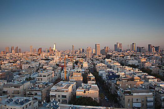 以色列,特拉维夫,城市风光,海滨地区,黄昏