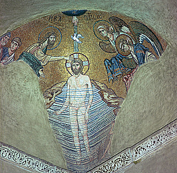 拜占庭风格,图案,洗礼,耶稣,11世纪,艺术家,未知