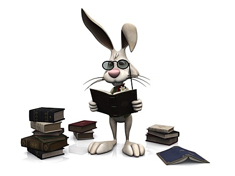 卡通,兔子,读,书本