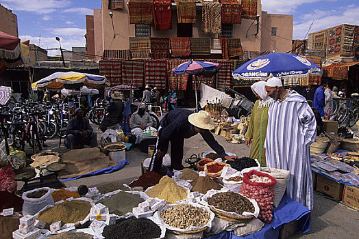 摩洛哥,玛拉喀什,露天市场,区域,市场一景