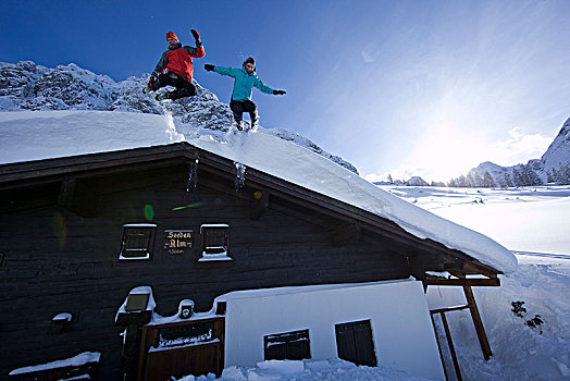 攀登者,雪,屋顶,埃尔瓦尔德,山,奥地利