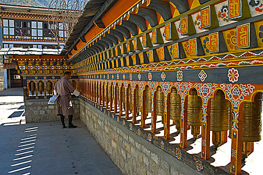 佛教,旋转,转经轮,宗教,廷布,不丹,十一月,2007年