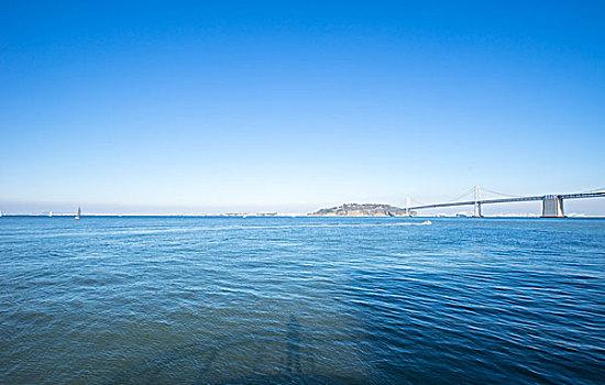 地标,海湾大桥,上方,平和,海洋,蓝天