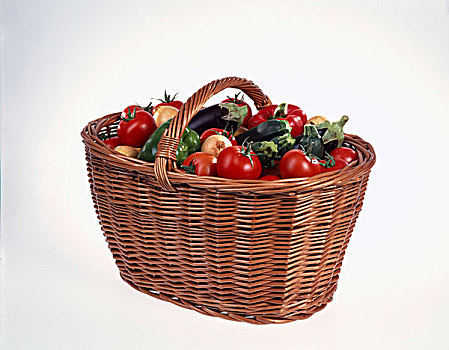 篮子,西红柿,茄子,胡椒,洋葱